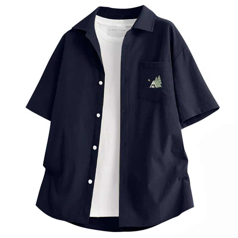 Детская рубашка с коротким рукавом Tonlion, Цвет: Ice Silk Breathable Navy