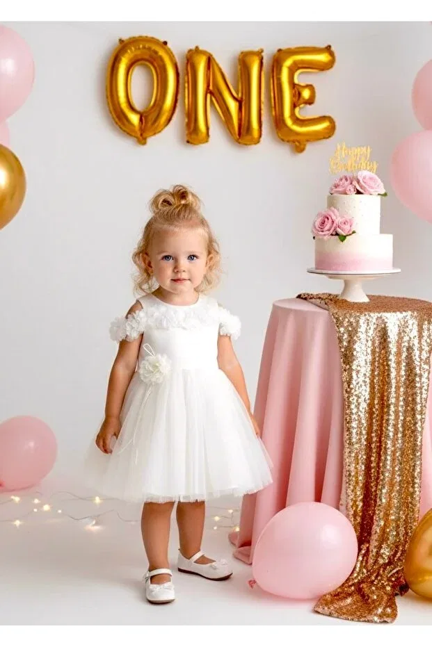 Детское платье для девочек с открытыми плечами Miaras Baby, White — фото 2