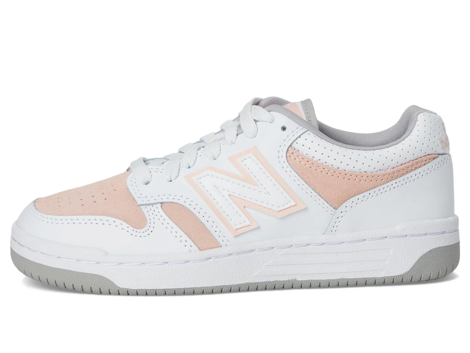 Детские кроссовки для мальчиков с закрытой шнуровкой 480 V1 Lace-up New Balance, White Pink Haze — фото 4