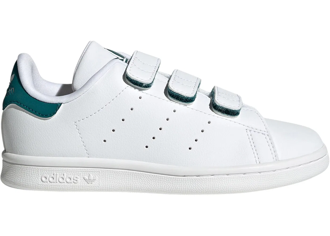 Детские кроссовки с застежкой Adidas Stan Smith, Cloud White/Cloud White/Legacy Teal