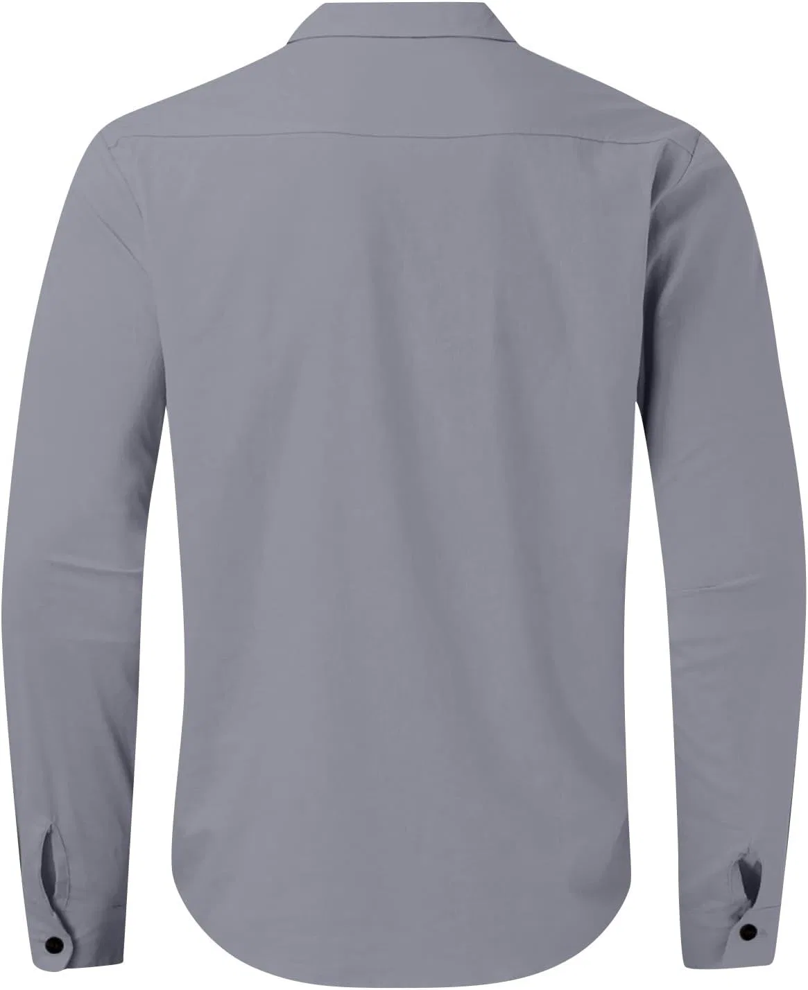 Мужская классическая рубашка с вытяжкой Long Sleeve Polo Shirts for Men with Pocket, 1-gray — фото 2
