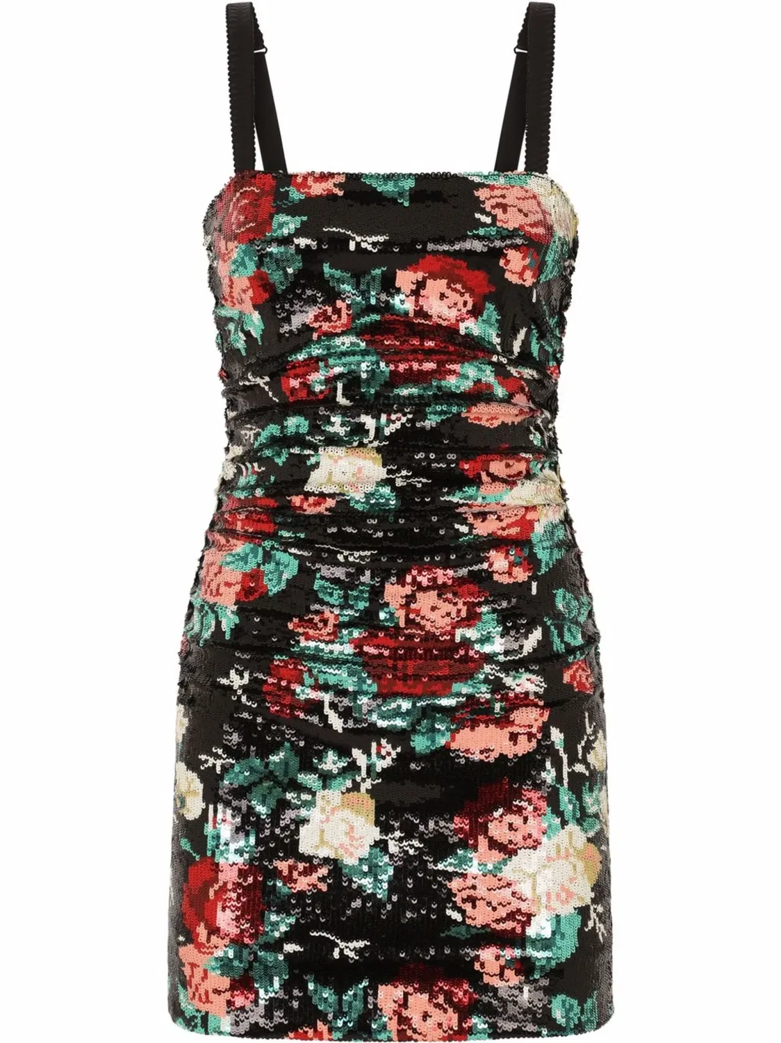Мини-платье с цветочным мотивом и пайетками Dolce & Gabbana, черный
