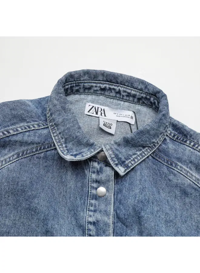 Джинсовая куртка с принтом Zara, синий — фото 4