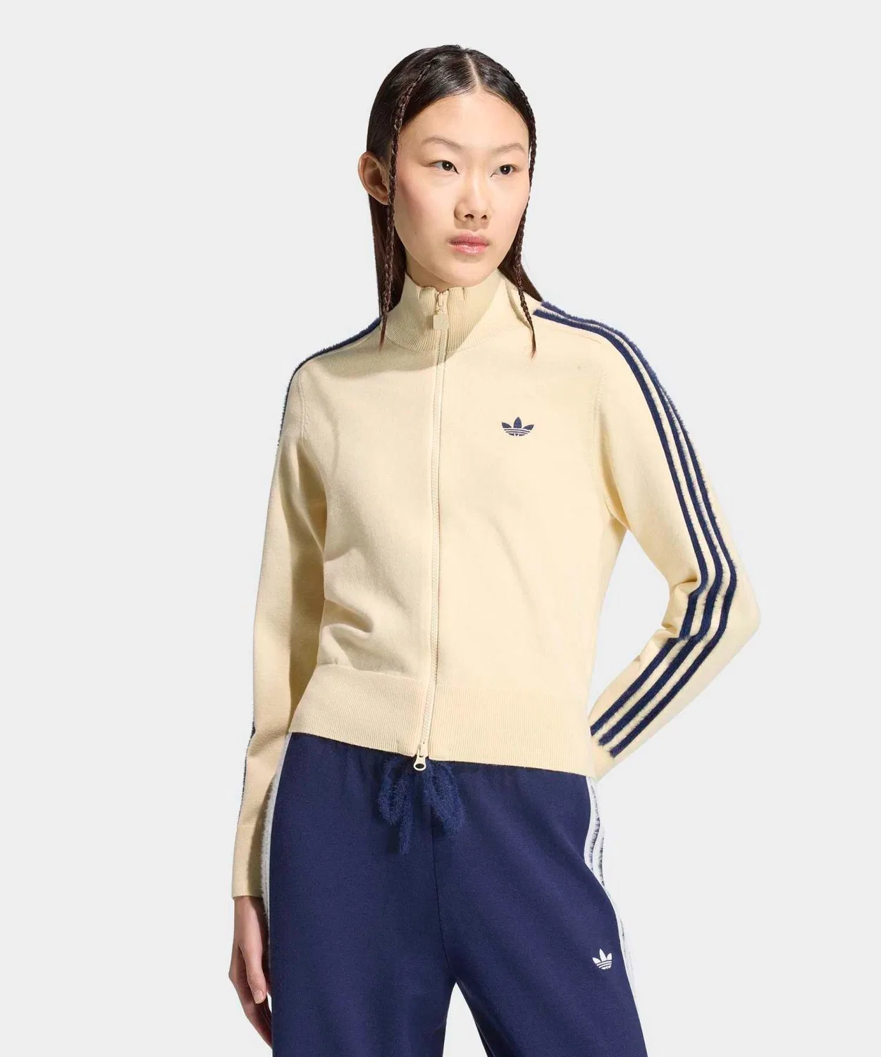 Женский джерси-топ с высоким воротником, slim fit, модель Knit Firebird Track Top Adidas, Желтый