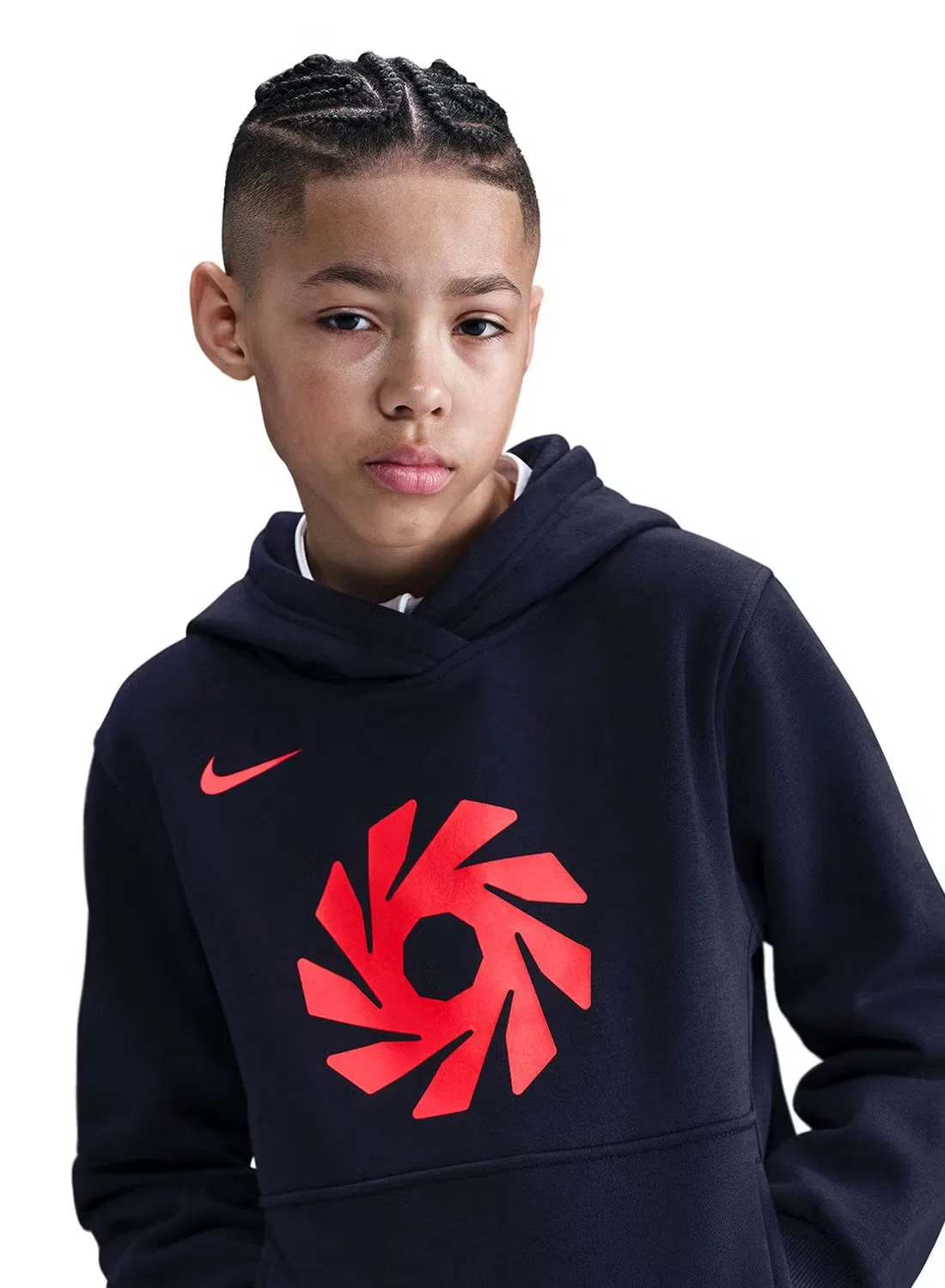 Худи из флиса с капюшоном детское Nike, синий — фото 3
