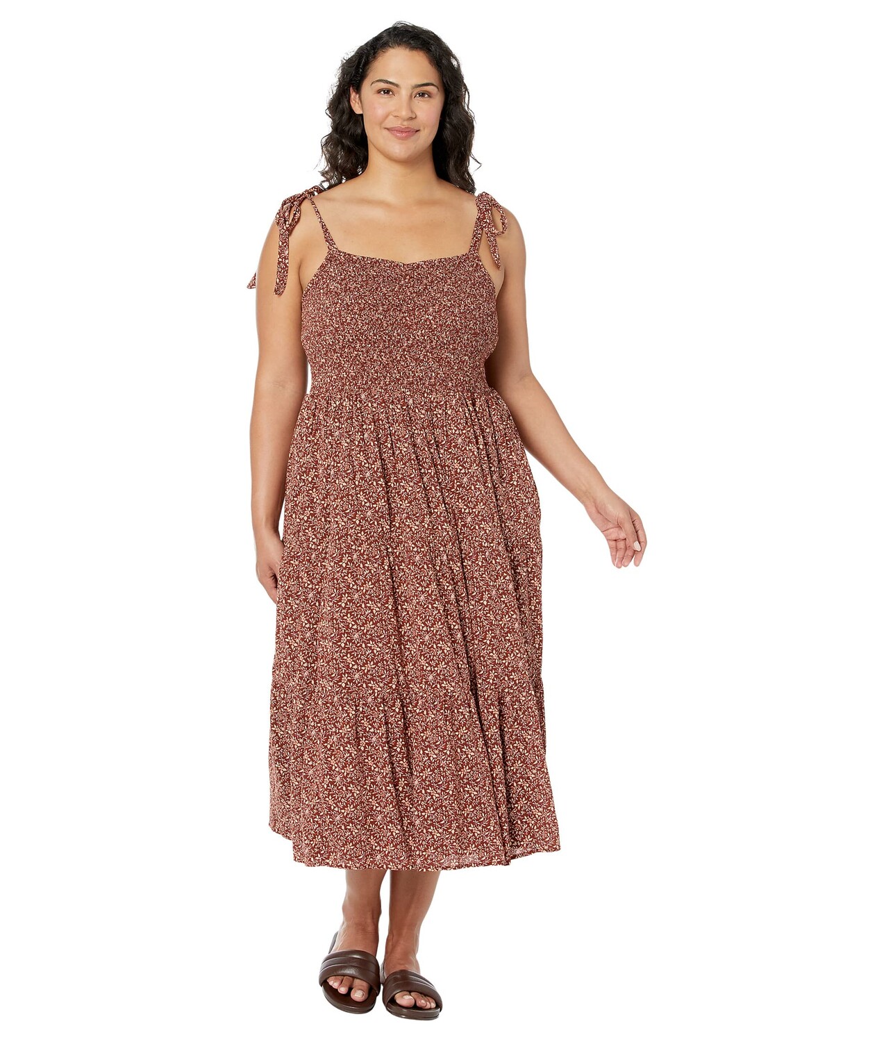 

Платье Madewell, Plus Lucie Tie-Strap Tiered Midi Dress in Florentine Floral