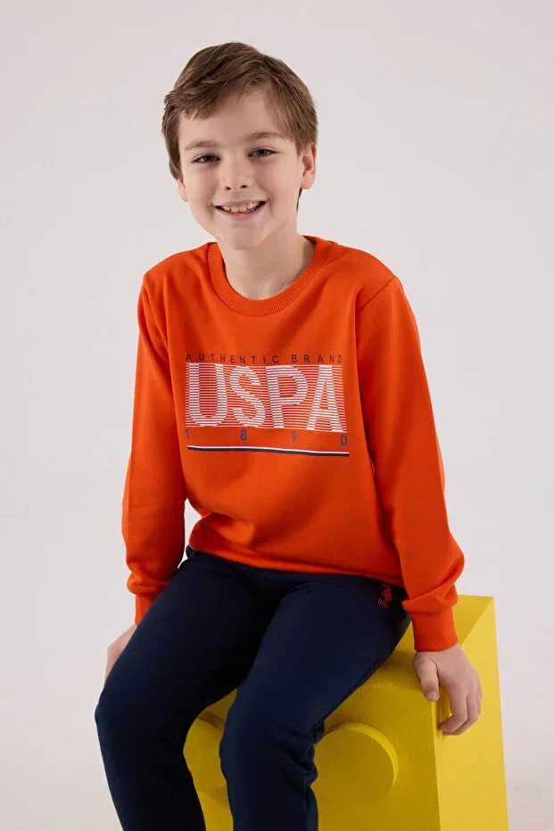 Детский комплект спортивного костюма для мальчиков Licensed U.S. Polo Assn., Orange — фото 3