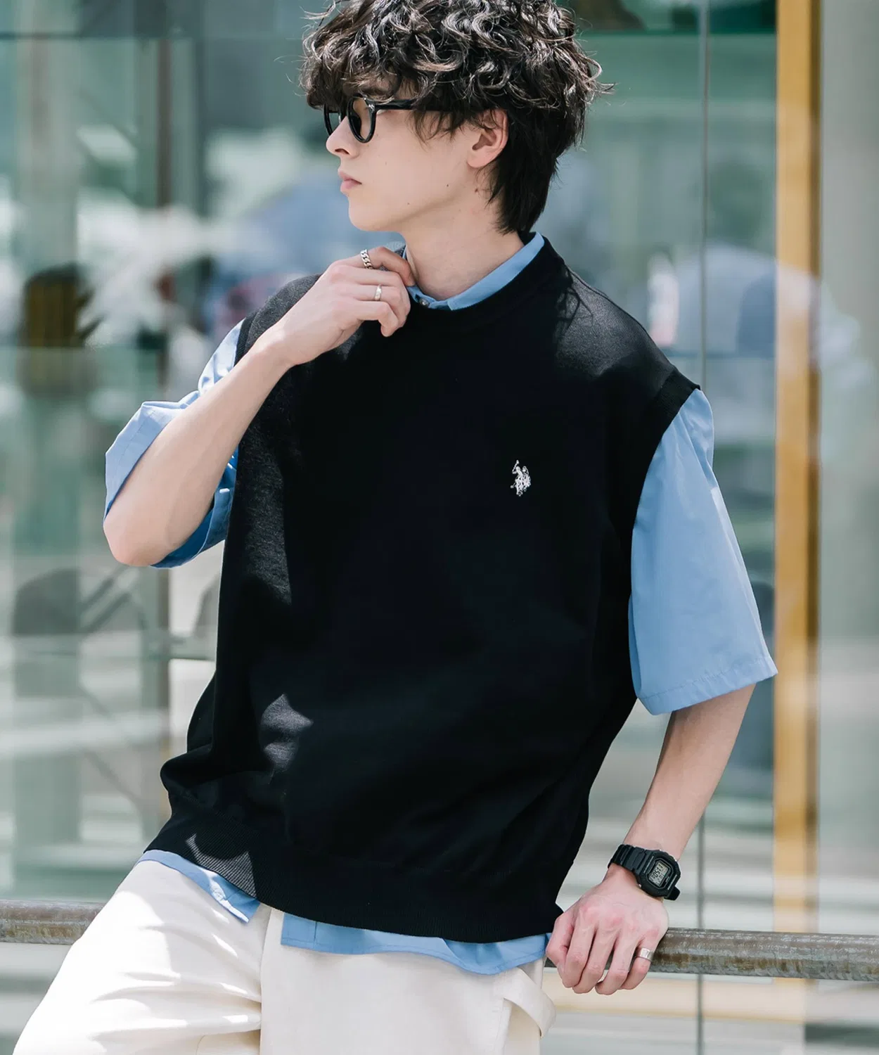 Женский летний пуловер-безрукавка с вышивкой U.S. POLO ASSN., Цвет: Charcoal — фото 3