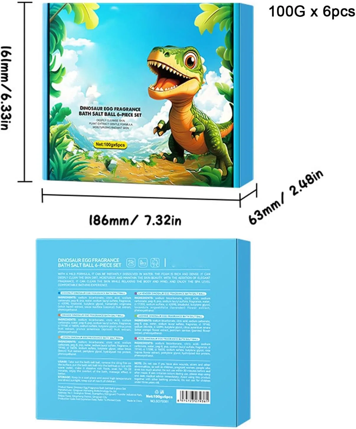 Набор бомбочек для ванны Dinosaur, 6 штук, с игрушками внутри, Mehrfarbig Generisch — фото 2