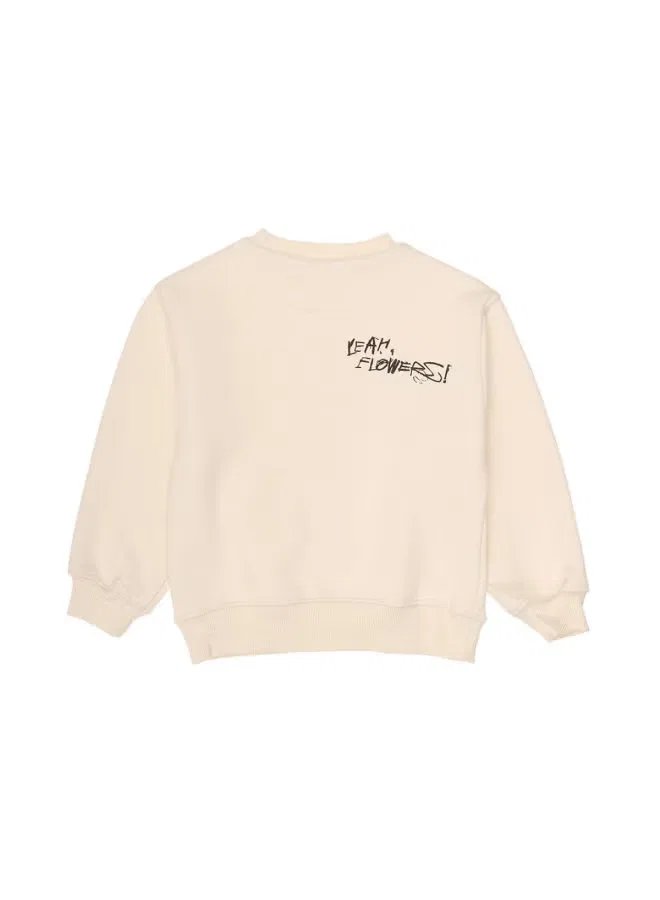 Худи с длинным рукавом с цветочным принтом Zara, бежевый — фото 3