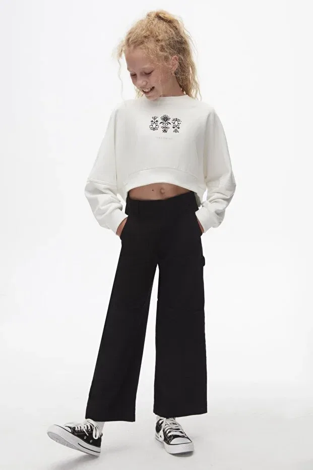Детские свитшот для девочек с принтом Dayflower Sweat Generic Brands, Ecru — фото 2