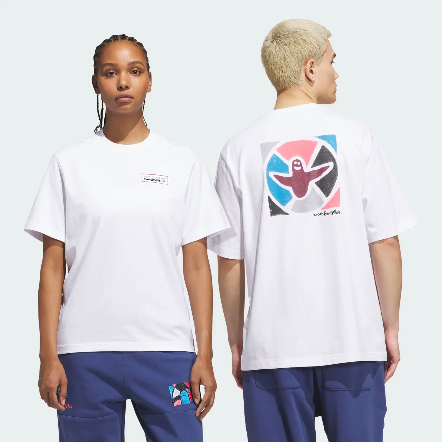 Футболка унисекс свободного кроя SKATEBOARDING x MARK GONZALES MODERNIST Adidas Originals, белая — фото 2