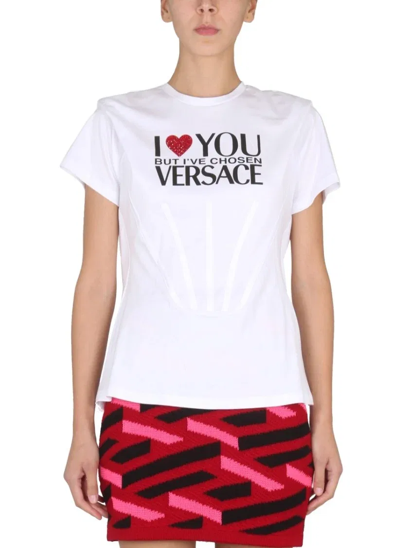 Женская футболка с принтом логотипа Versace, White