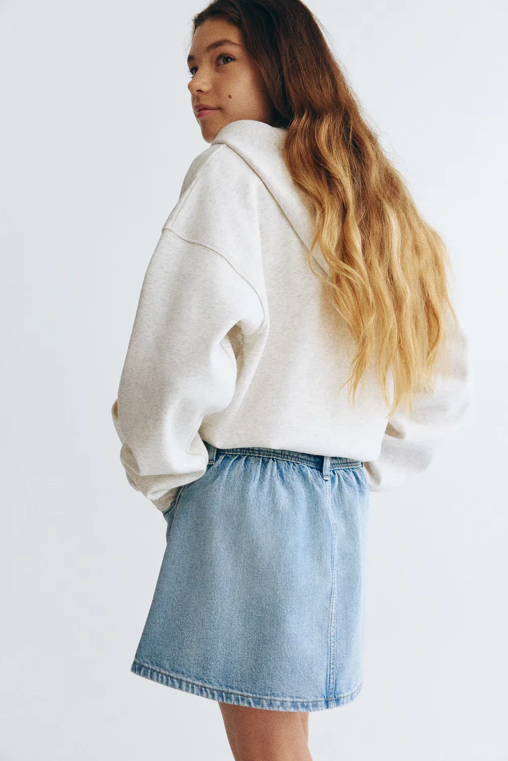 Джинсовая юбка из хлопка H&M, Helles Denimblau — фото 3