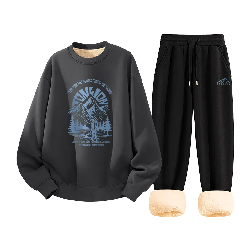 Детский комплект из свитшота и джоггеров с флисом Tonlion, Heather Navy