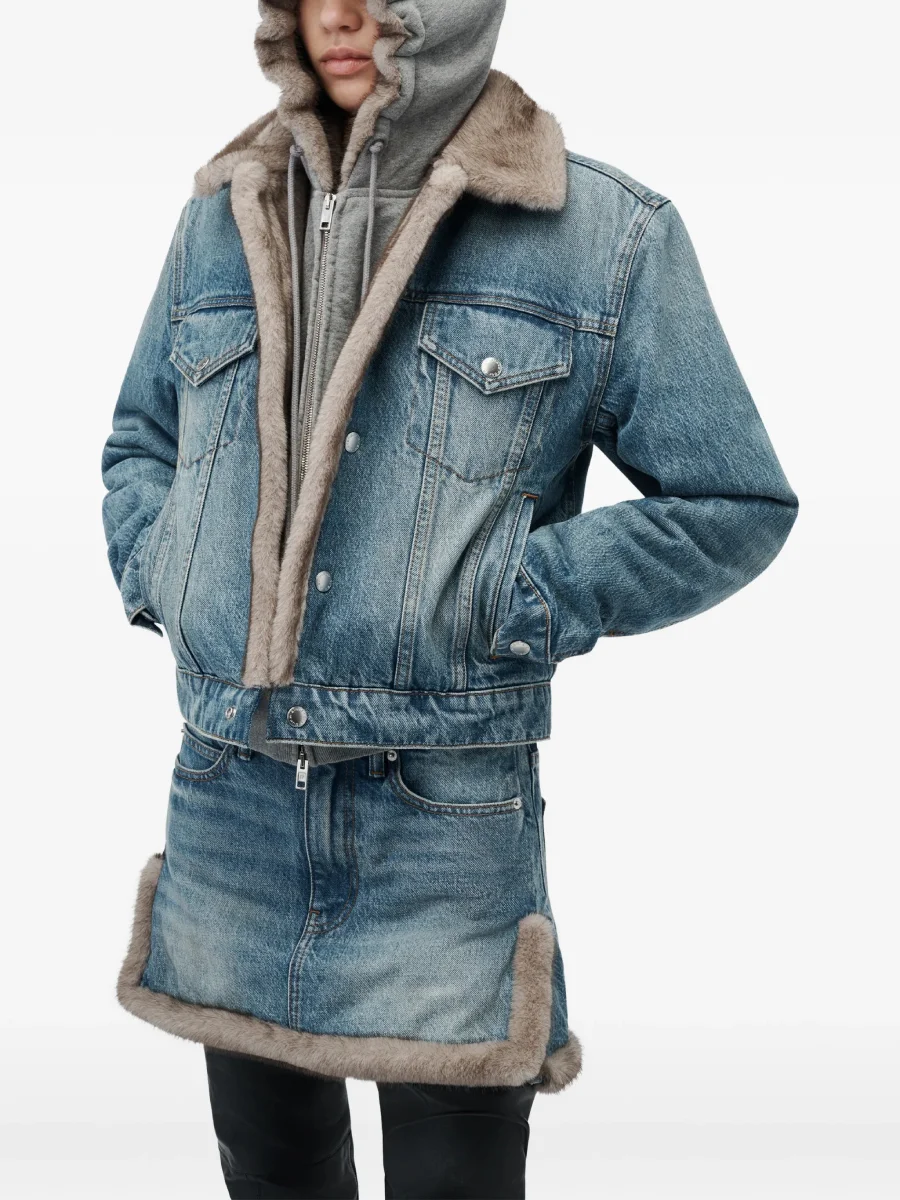 Мини-юбка Alexander Wang с отделкой из искусственной норки, синий — фото 2