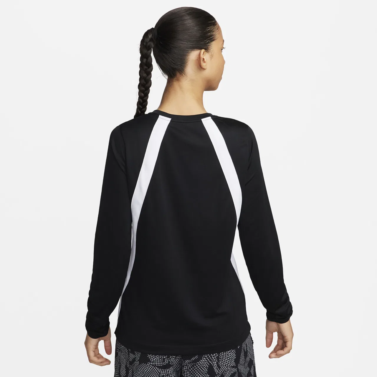 Женская футболка с длинным рукавом Dri-FIT Pregame Top Nike, цвет White/Black/White — фото 2