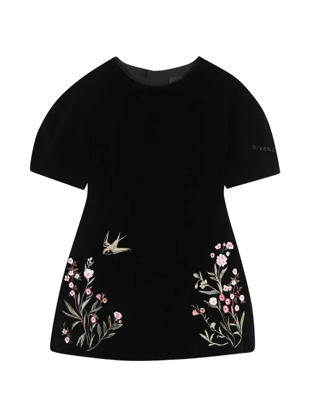 Платье с цветочной вышивкой Givenchy Kids, черный