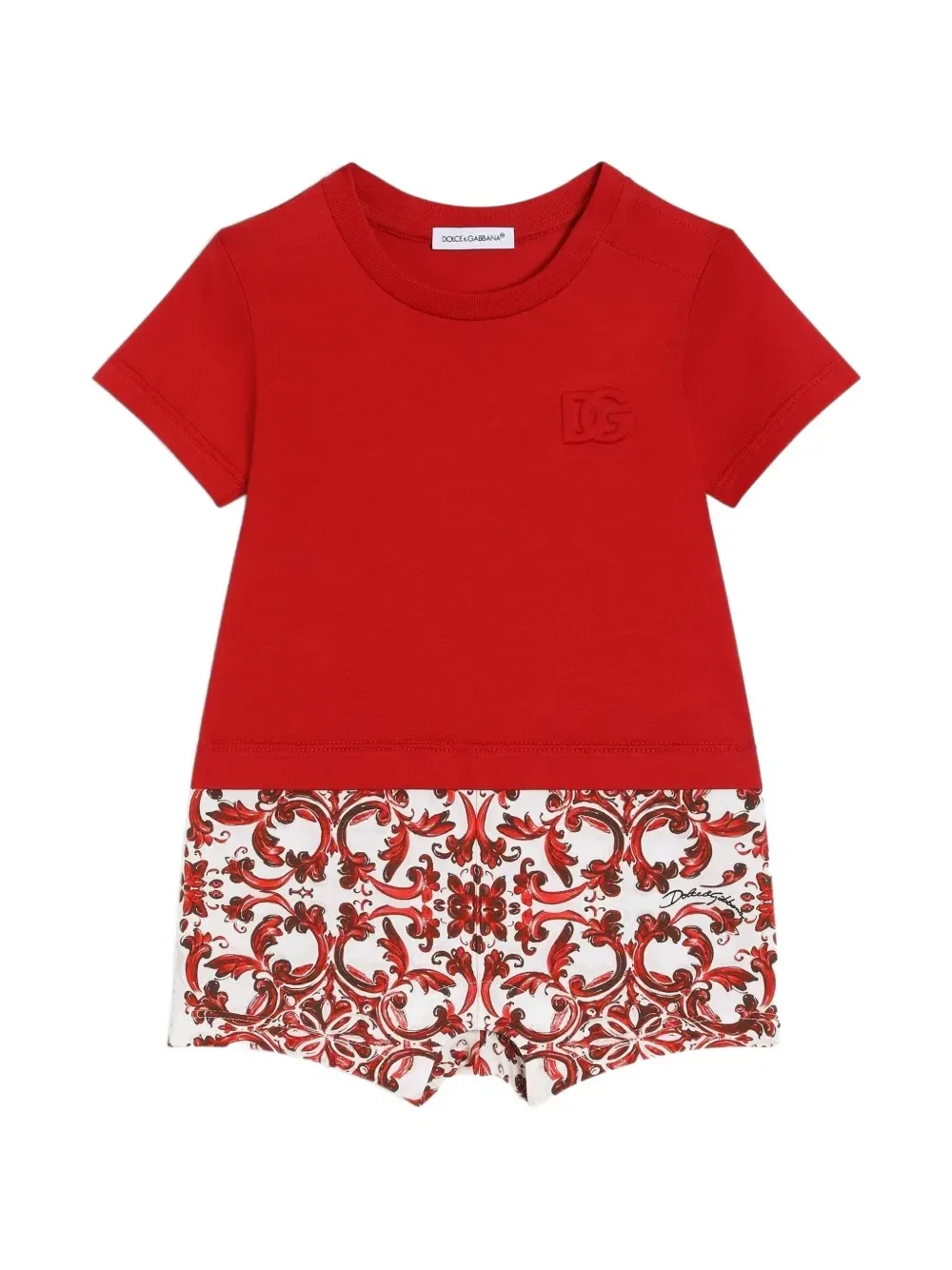 Ромпер из джерси с принтом Majolica Dolce & Gabbana Kids, красный