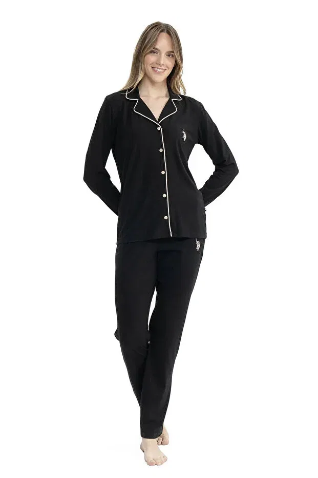 Женская пижама с длинным рукавом, комплект из 2 предметов U.S. Polo Assn., Black