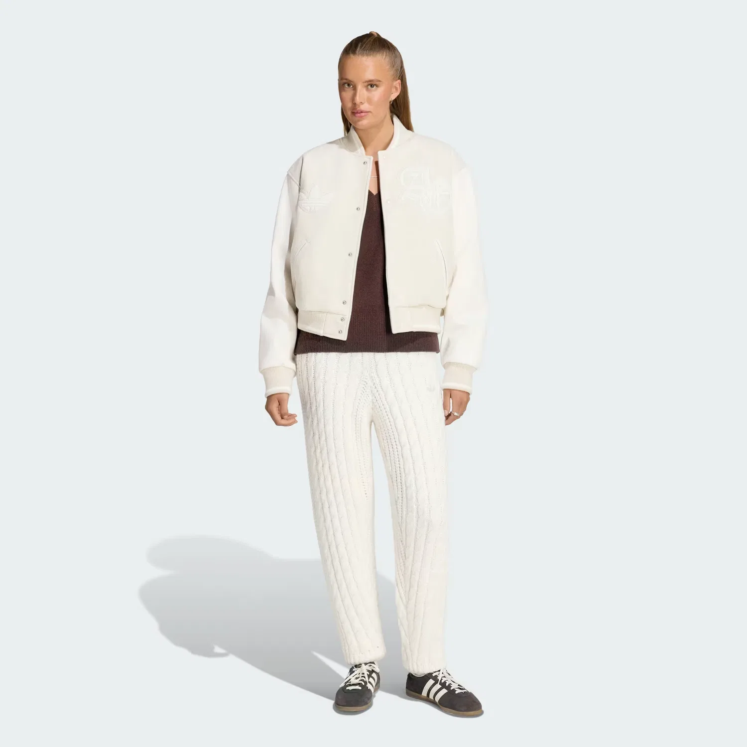 Женская куртка оверсайз Varsity Jacket Adidas Originals, Alumina/Chalk White — фото 3