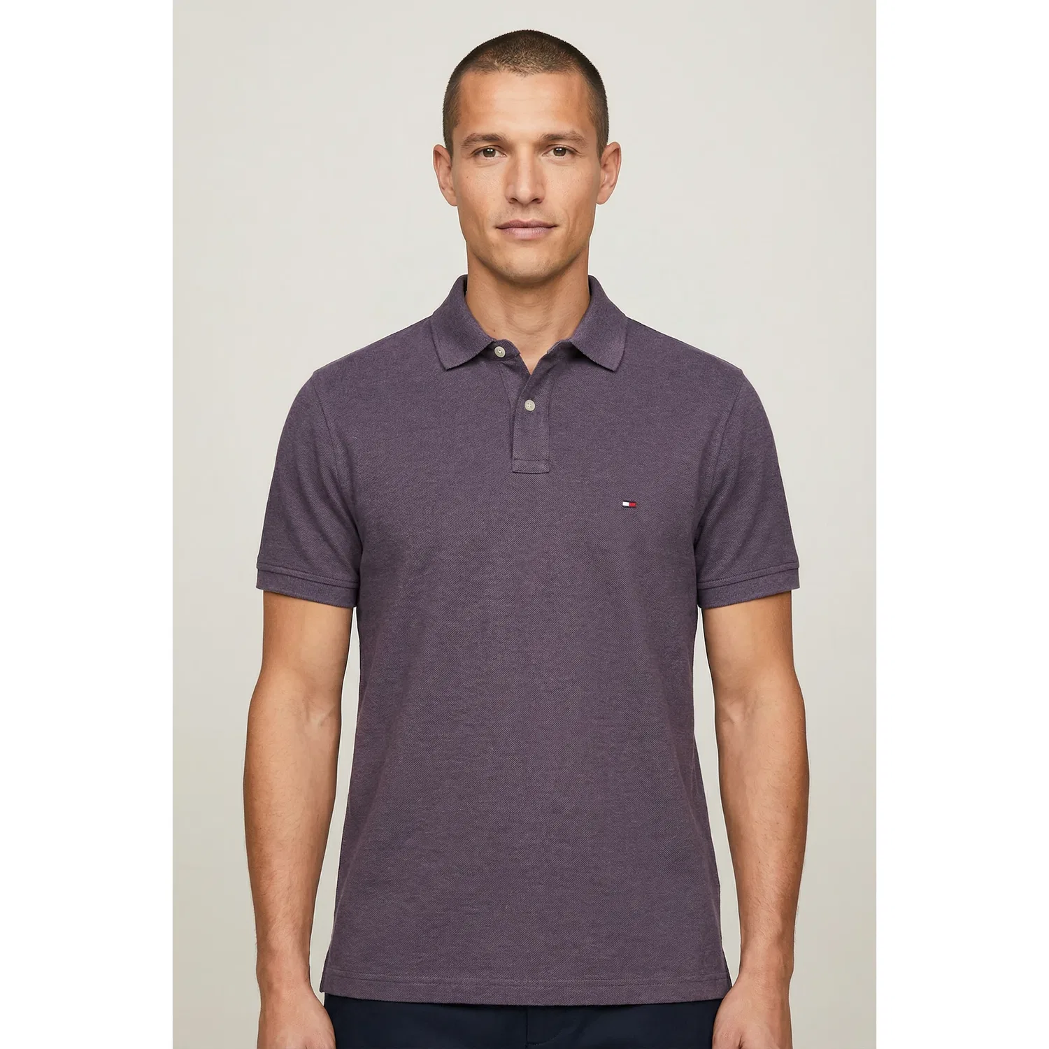 Мужское поло с логотипом Tommy Hilfiger, Mulberry Haze Heather