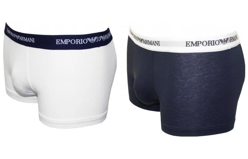 Мужские боксеры из хлопка, комплект из 2 штук, EMPORIO ARMANI, White and Dark Blue — фото 3