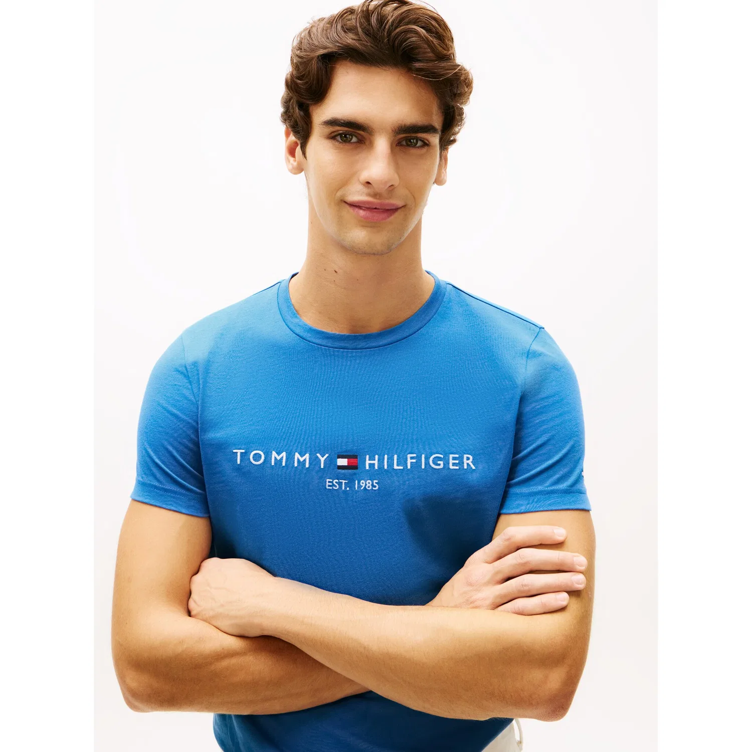 Мужская хлопковая футболка с логотипом Tommy Hilfiger, Blue Orbit — фото 2