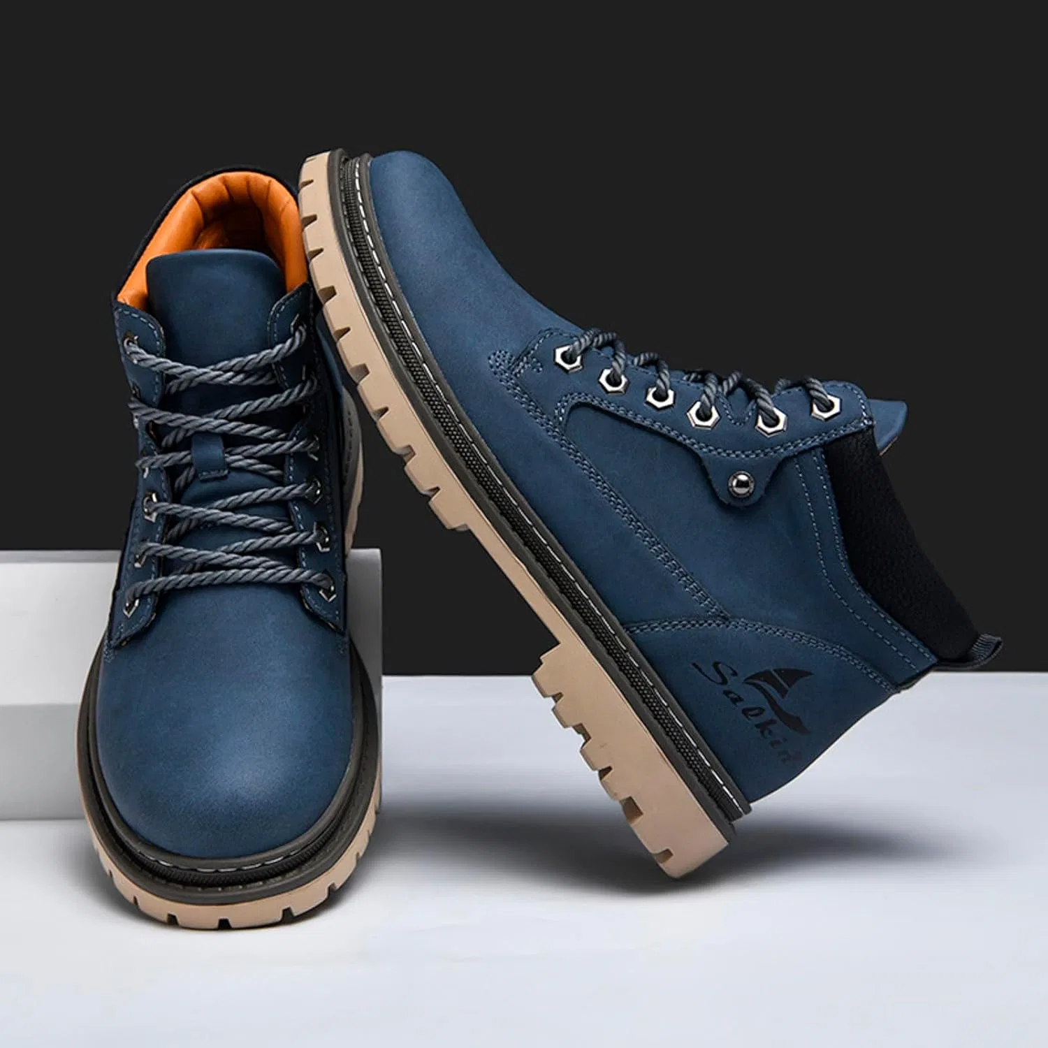 Ботинки 2026 Schuhe Herren Herrenschuhtrend Arbeitsstiefel Britischer Stil High Top Stiefeletten Generic, Blau — фото 2