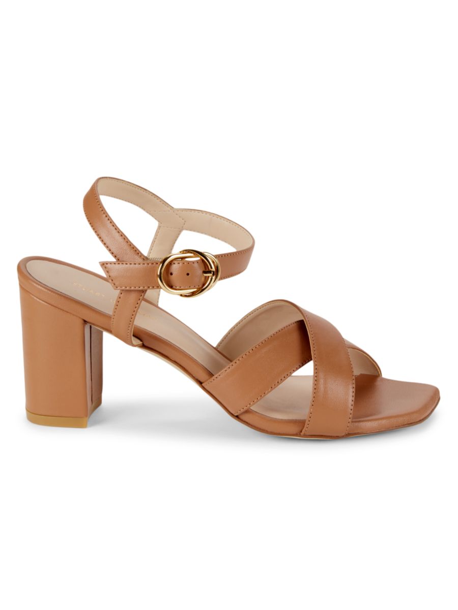 Сандалии Analeigh из кожи на каблуке Stuart Weitzman, желто-коричневый