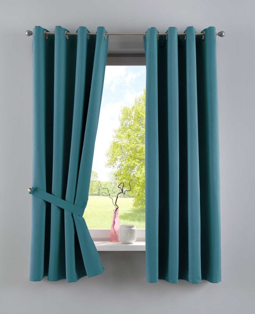 

Непрозрачные шторы »NewYork« бирюзовый ВхШ 245х140 см упаковка из 2 термоштор затемняющие шторы затемняющие люверсы звукопоглощающие УФ-защита подхваты, 201920600-2 Astek