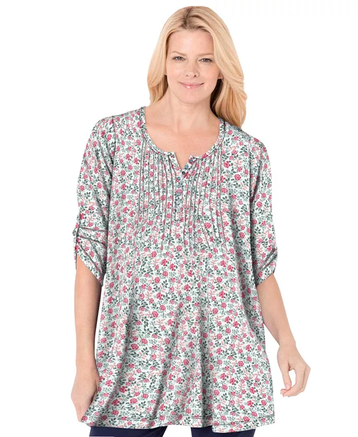 

Плюс сайз в течение 7 дней три четверти рукава с защипами хенли туника Woman Within, коричневый