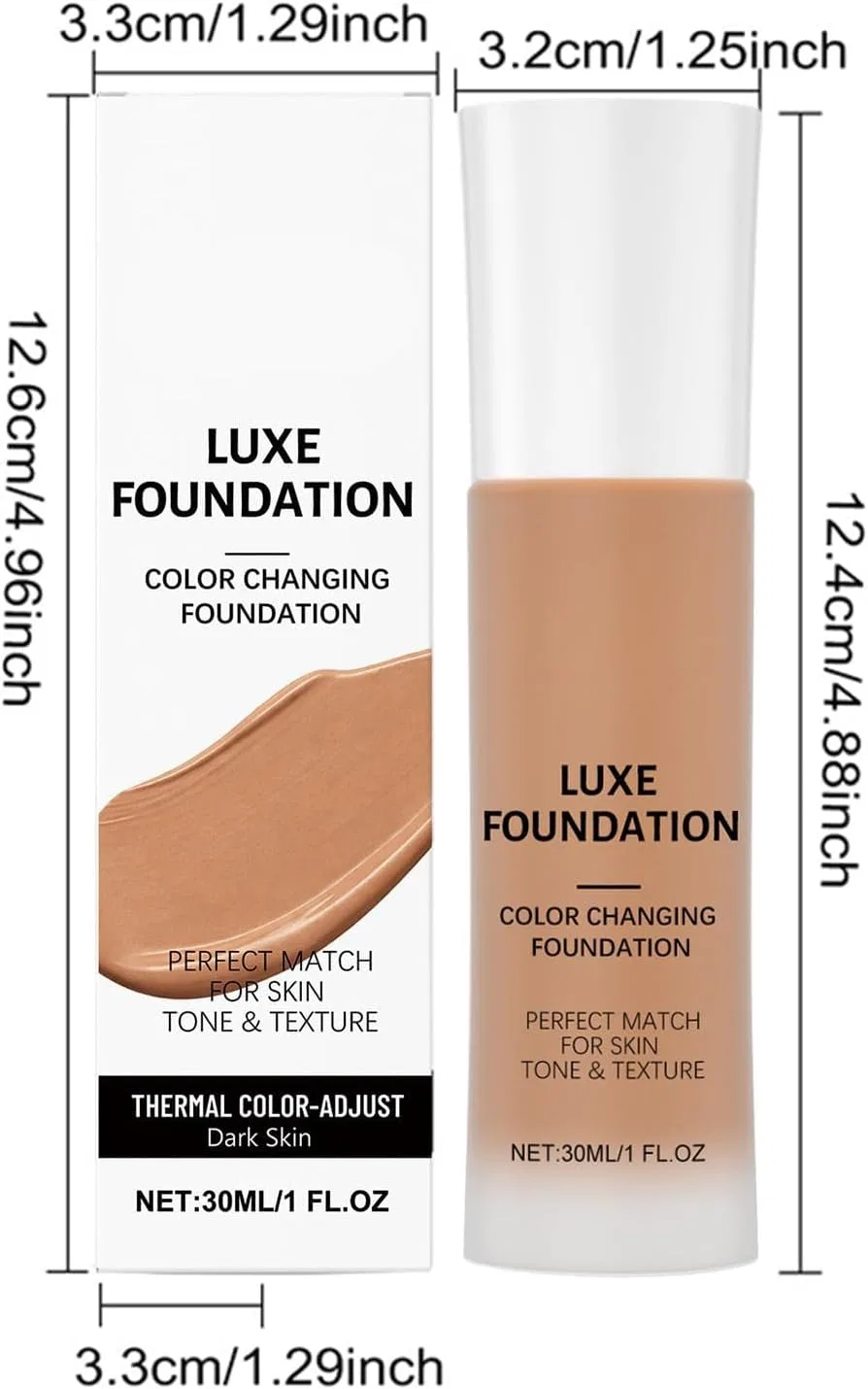 Тональное средство Color-Changing Liquid Foundation, самоподстраивающийся под тон кожи, Generic, 30 мл, глубокий оттенок кожи — фото 2