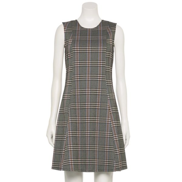 

Женское адаптивное расклешенное мини-платье Nine West, цвет large tan blue plaid