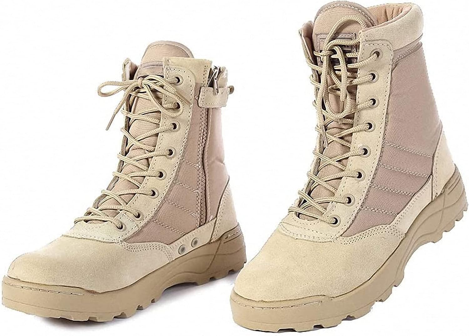 

Мужские армейские тактические боевые ботинки, дышащие, с круглым носком, боковой молнией, водонепроницаемые кожаные шнурованные обувь для походов, туризма, кемпинга, альпинизма, трекинга, охоты и прогулок Tebapi, хаки