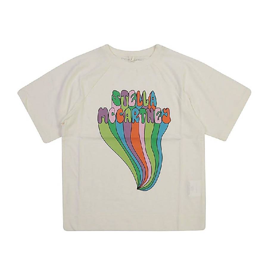 

Stella McCartney Девочки Майка С Принтом Многоцветный Логотип, слоновая кость