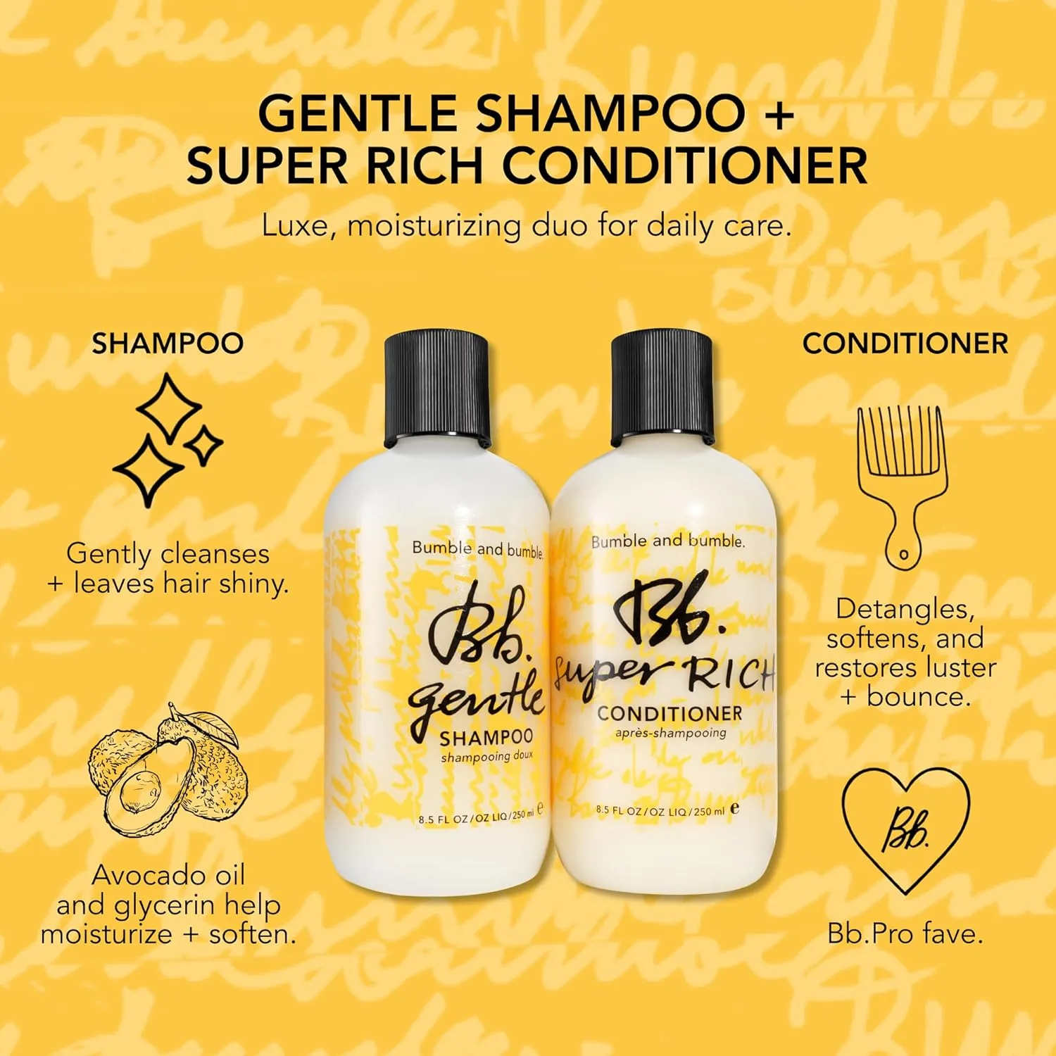 Набор Bumble and bumble Gentle Shampoo + Super Rich Conditioner + Grooming Cream для увлажнения и блеска, фиксации и объема, для нормальных и сухих волос Bumble And Bumble. — фото 3
