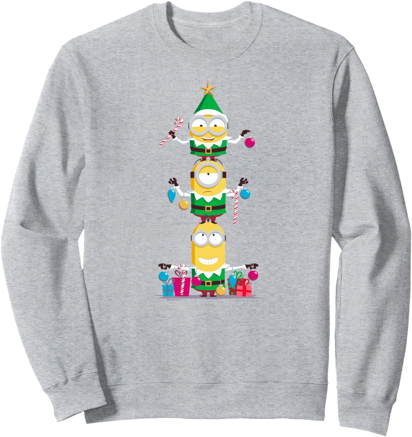 

Толстовка с изображением рождественской елки миньона (2D) Minions, серый