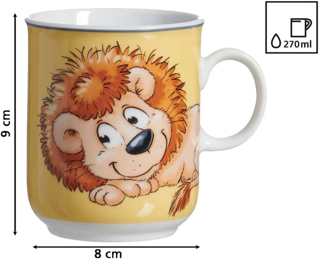 Детская кружка Ritzenhoff & Breker Happy Zoo Lion 270 мл с ручкой и животным принтом, фарфор, желтая — фото 2
