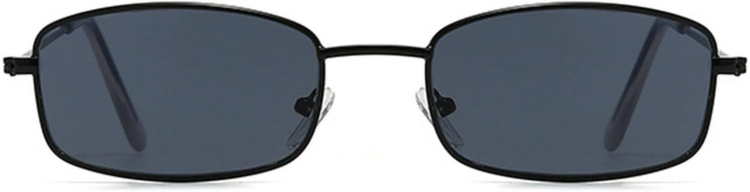 

Женские солнцезащитные очки в узкой прямоугольной оправе, модные металлические квадратные солнцезащитные очки для мужчин, винтажные панк-очки, защита от ультрафиолета UV400 mincl, Black