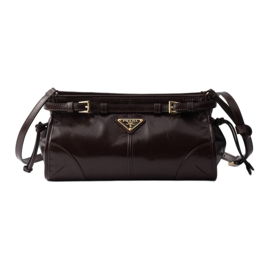 

PRADA Кожаная сумка через плечо bonnie маленькая женская dark brown