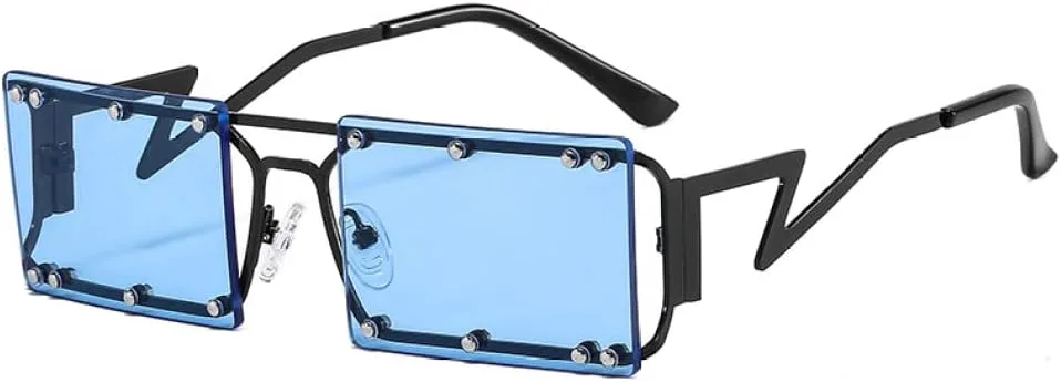 

Солнцезащитные очки прямоугольной формы для женщин и мужчин, с металлической оправой и заклепками, цветные линзы, защита от УФ-излучения UV400 LANGSER, C6