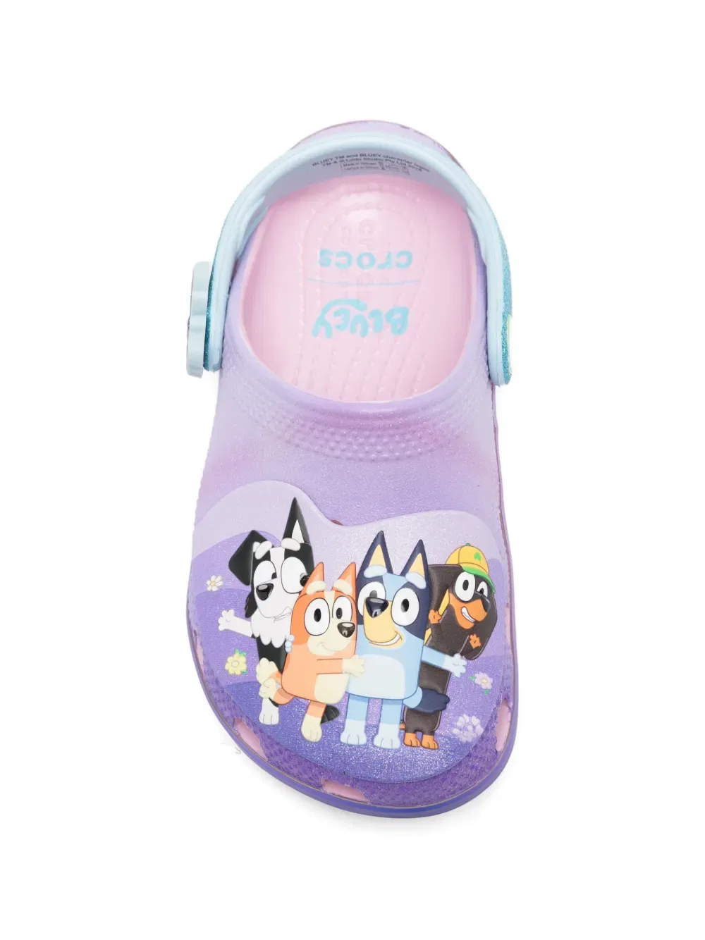 Тапочки с аппликацией в виде бабочки Bluey Crocs Kids, фиолетовый — фото 3