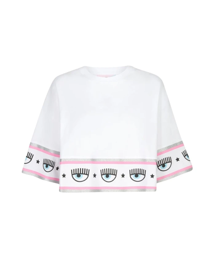 

Укороченная футболка Maxi Logomania Chiara Ferragni Collection, белый
