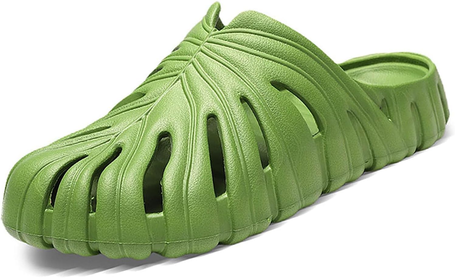 

Тапочки Zureto Variegated Monstera с мягкой толстой подошвой и противоскользящей поверхностью, мягкие слайды-подушки Monstera для женщин и мужчин, зеленый