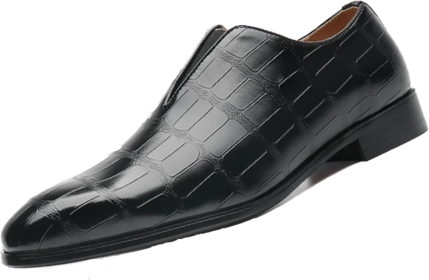 

Мужские кожаные деловые туфли, модные оксфорды с заостренным носком без шнуровки, комфортные нескользящие повседневные классические лоферы Amazideal, черный