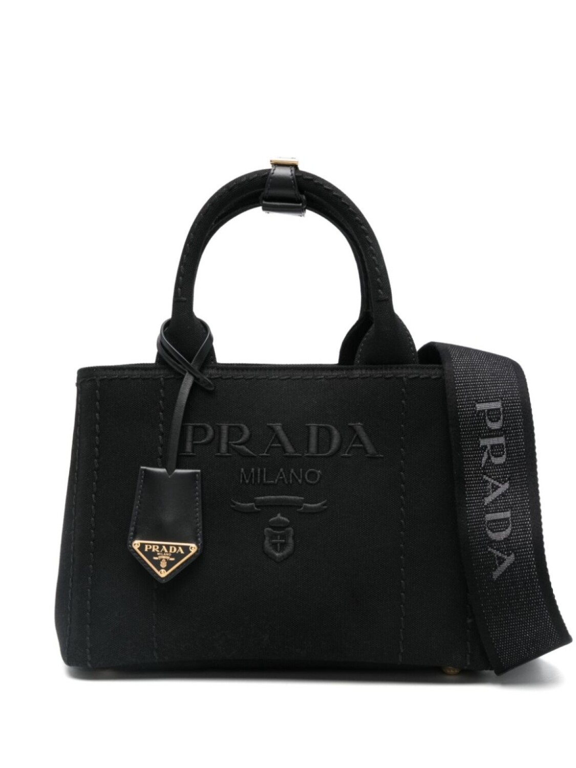 

Prada сумка-тоут с вышитым логотипом, черный