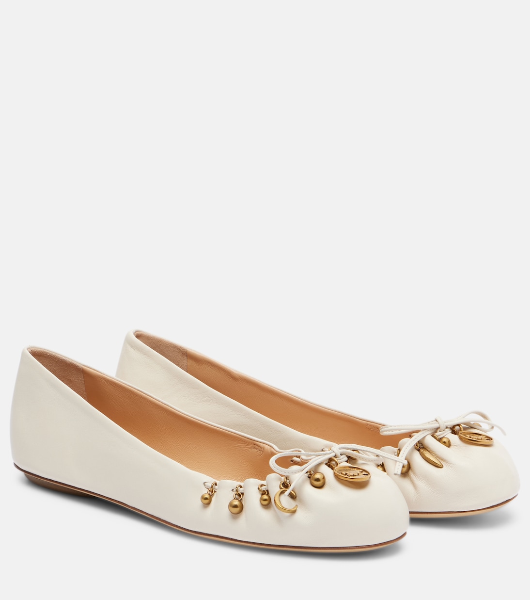 Кожаные балетки Chloé Charms Chloé, Eggshell
