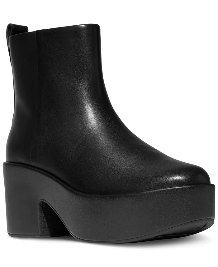 Женские ботильоны на платформе с кожаным верхом и каблуком Fitflop, черный