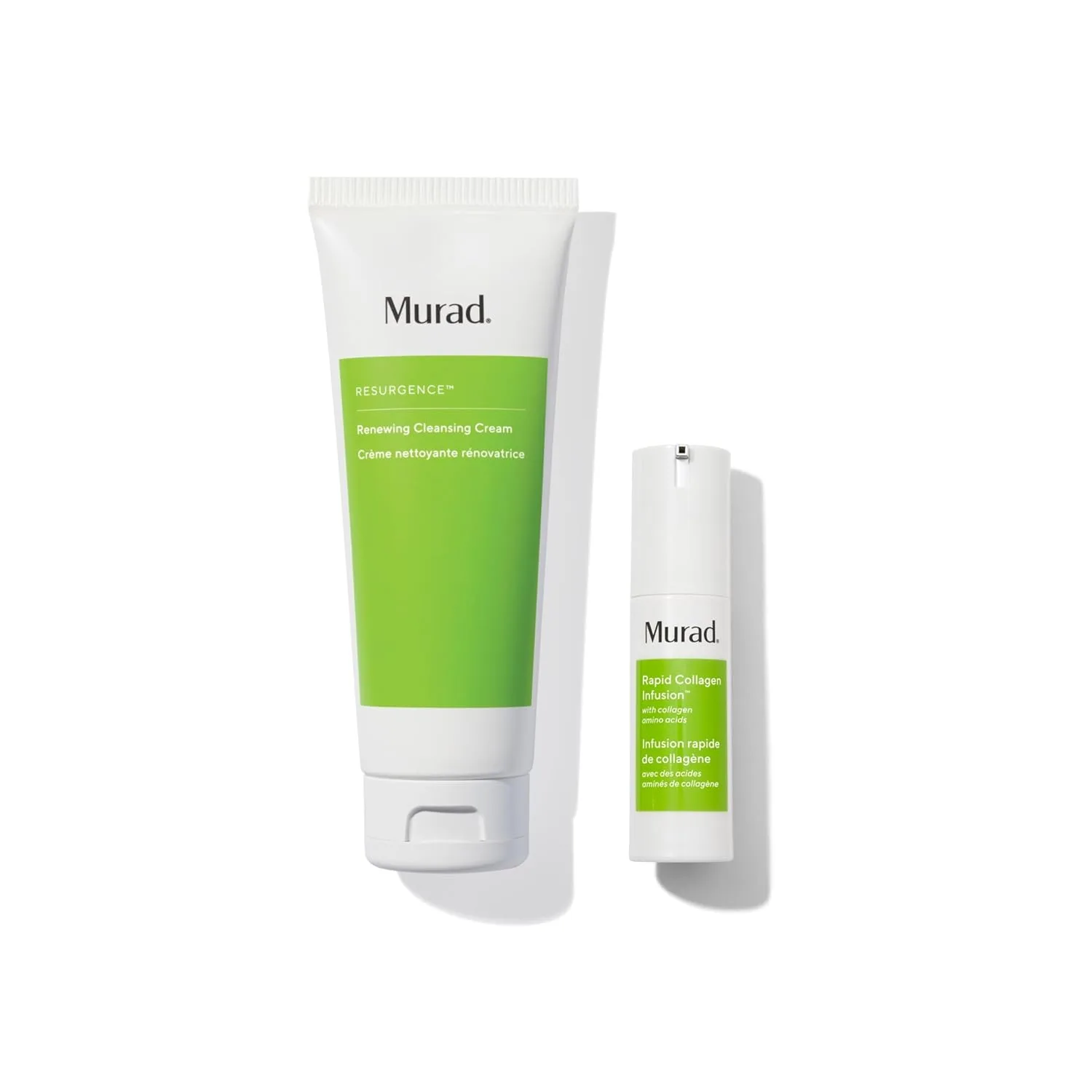 Набор Murad New & Plump Combo - полноразмерный восстанавливающий очищающий крем и средство для быстрого введения коллагена, уменьшающие морщины, укрепляющие и придающие объем коже, 2 шт.